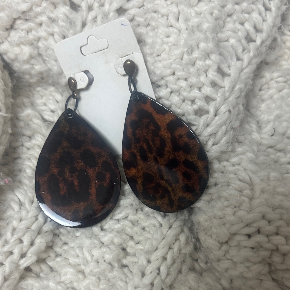 Leopard Print Teardrop Earrings